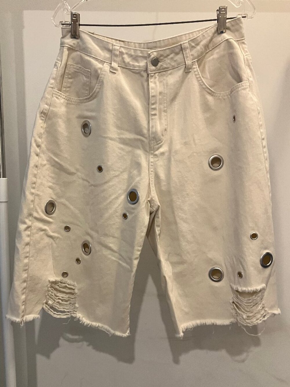Denimoi Denim Bermuda Jorts, women's US 29, Apricot